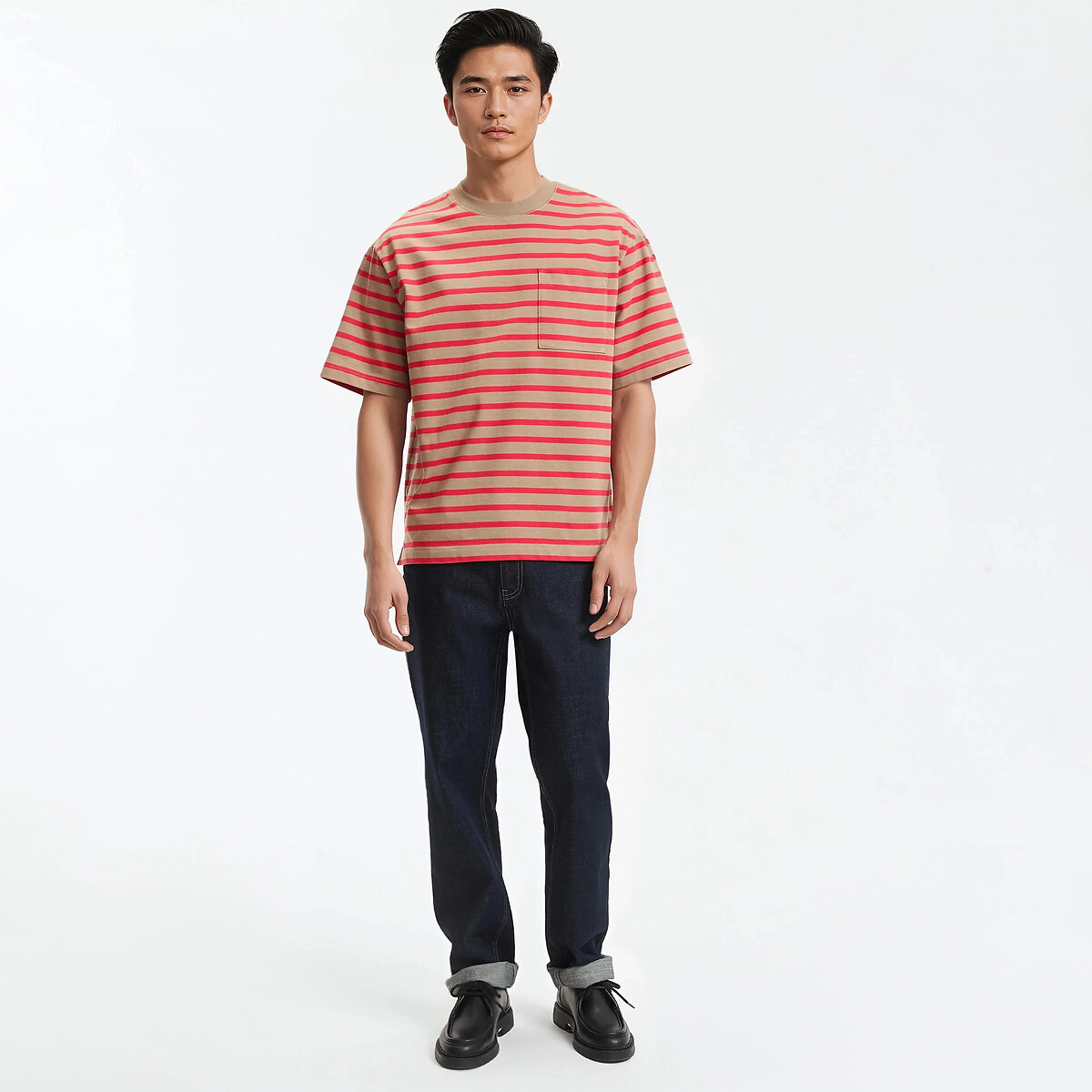 T-shirt marinière oversize rouge rayé, LA REDOUTE COLLECTIONS