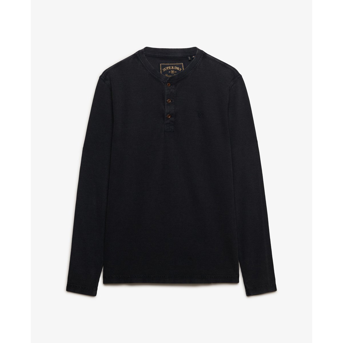 Haut Henley à Manches Longues en Maille Gaufrée bleu français, SUPERDRY