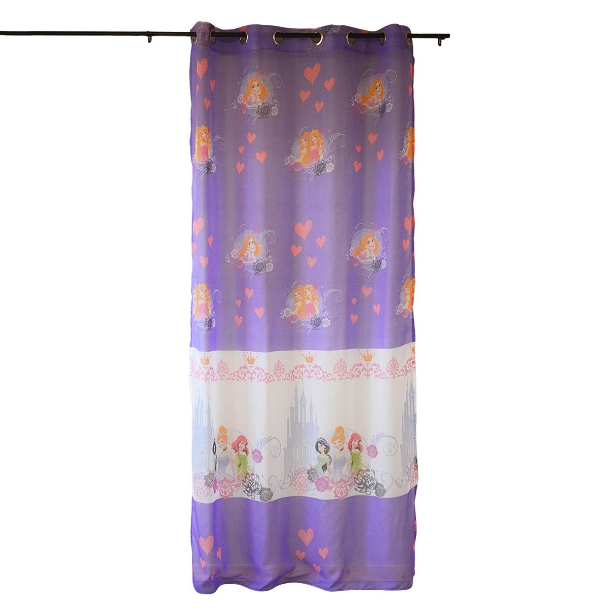 Voilage imprimé à motifs de princesses violet parme, HOME MAISON