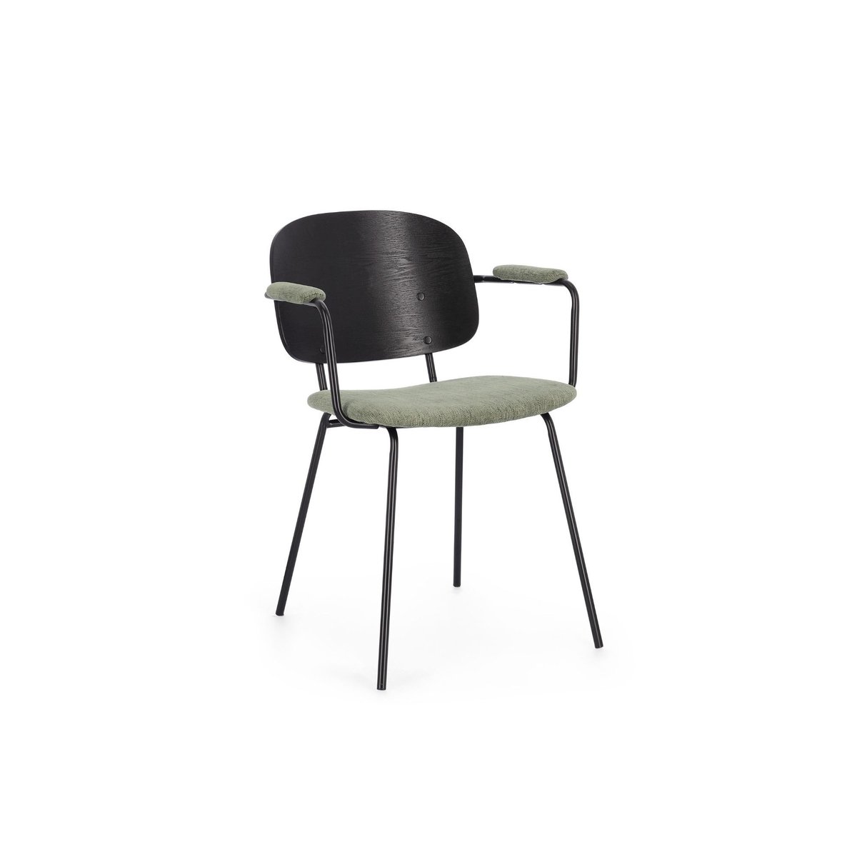 Chaises de salle à manger en bois accoudoirs tissu (lot de 2) - JADE vert, HELLIN, DEPUIS 1862