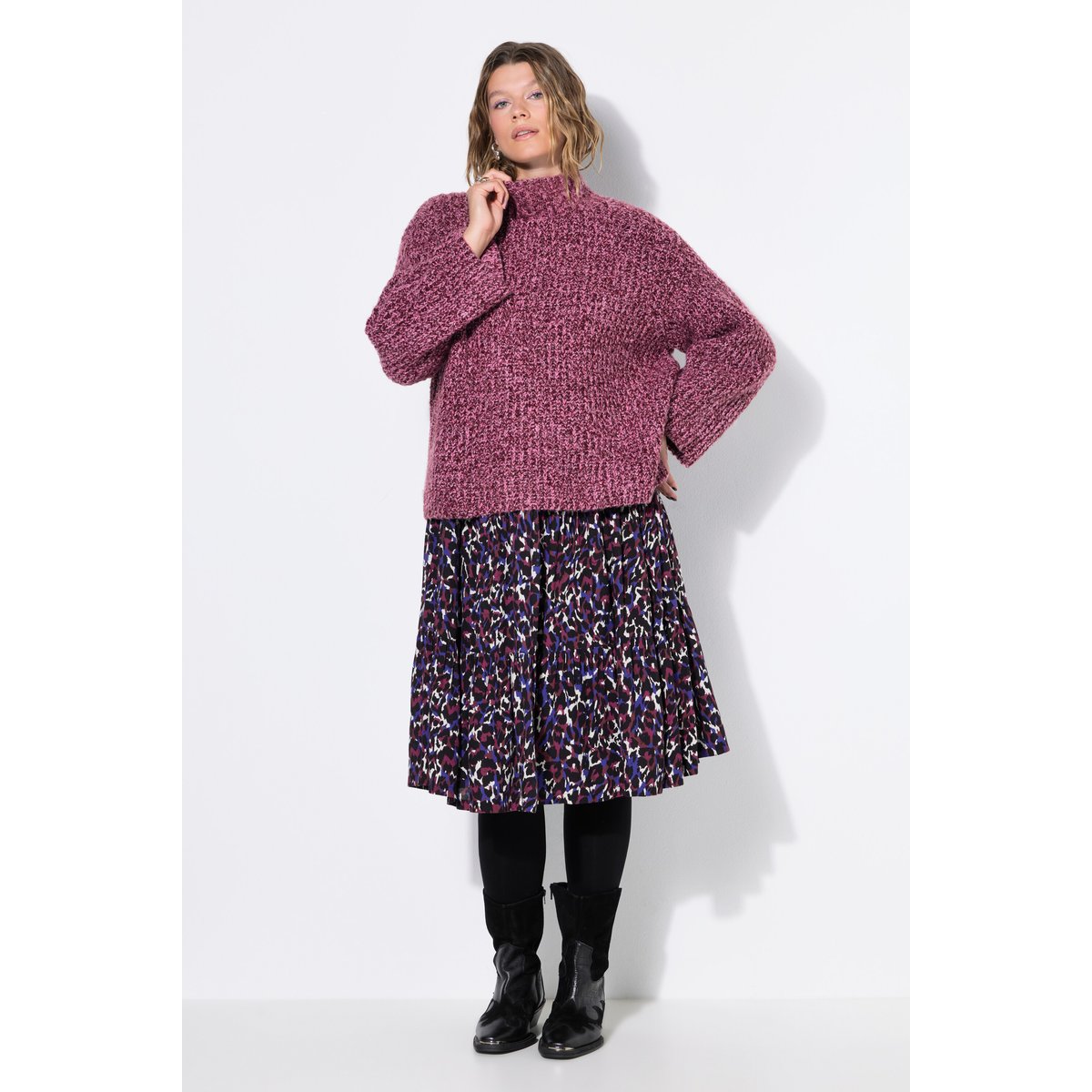 Pull oversize, maille côtelée, col montant mûres, STUDIO UNTOLD