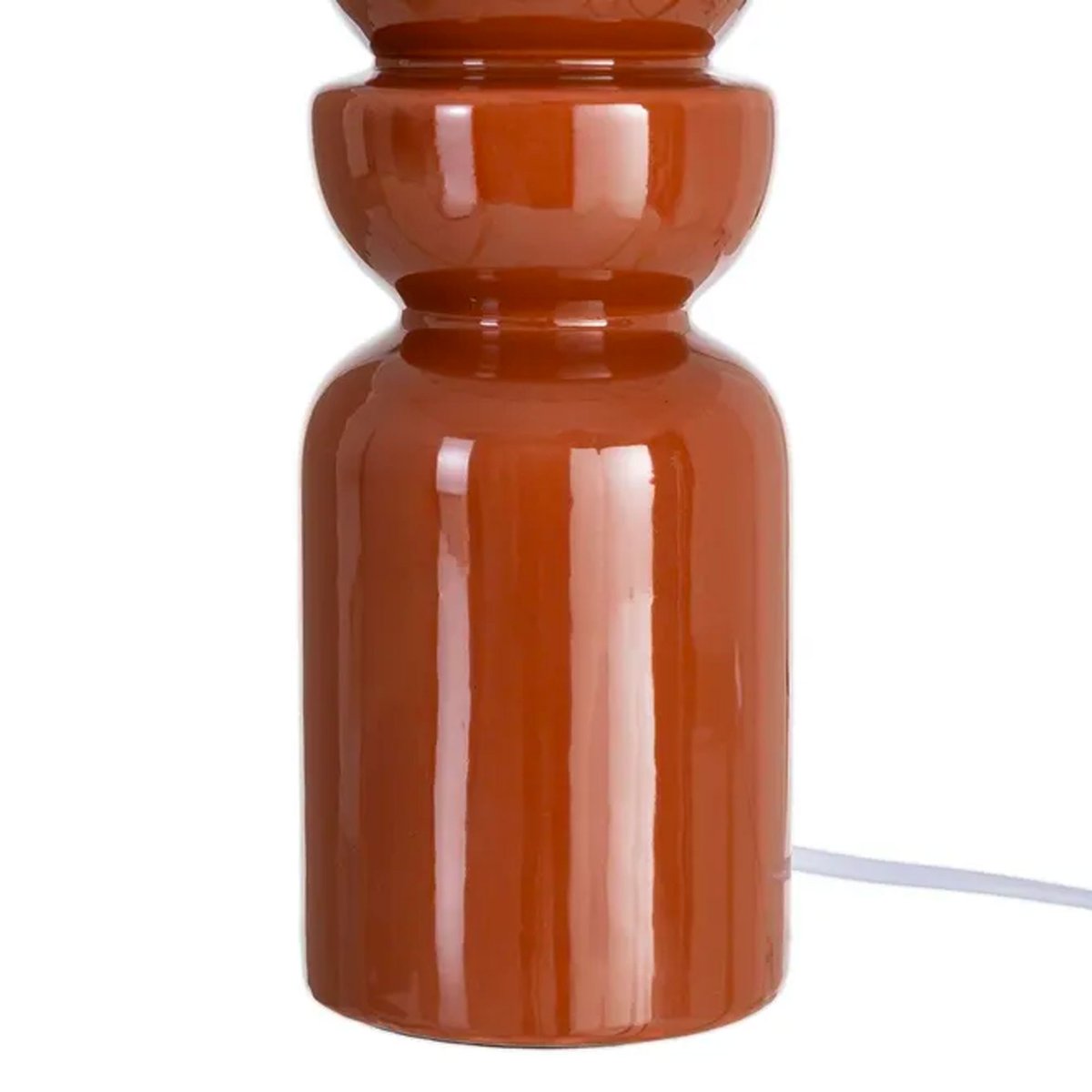 Lampe à poser céramique terracotta et abat-jour rayé 25x25x47cm marron, WADIGA