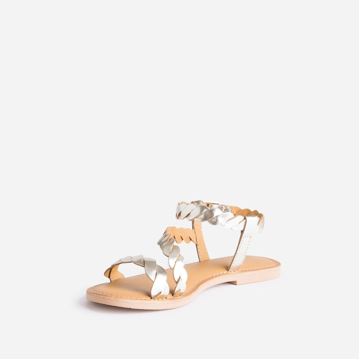 Sandale Plate en cuir TABOCAS light gold, ERAM