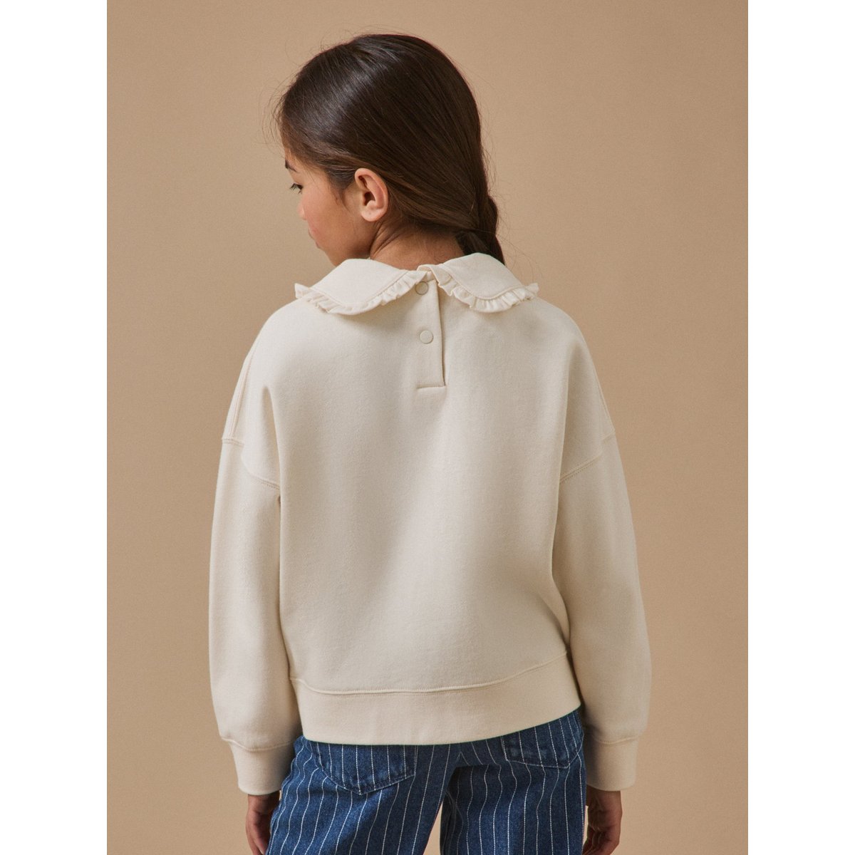 Sweat col volanté ecru, CYRILLUS