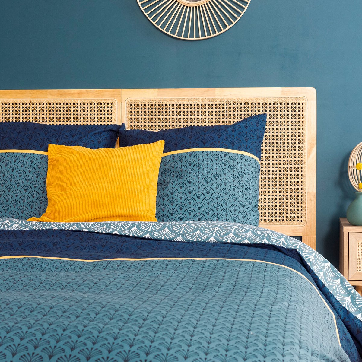 Parure de couette en coton, JADE bleu foncé, C DESIGN HOME TEXTILE