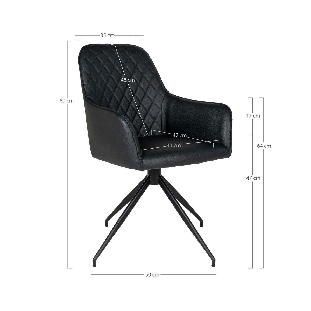 Chaise pivotante avec accoudoirs (lot de 2) SAVONE noir, PIER IMPORT