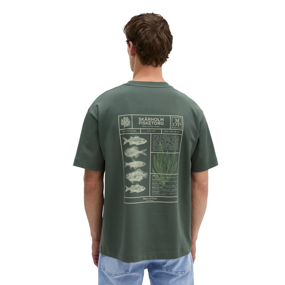 T-shirt loose avec un imprimé marin dans le dos gris foncé, MARC O'POLO