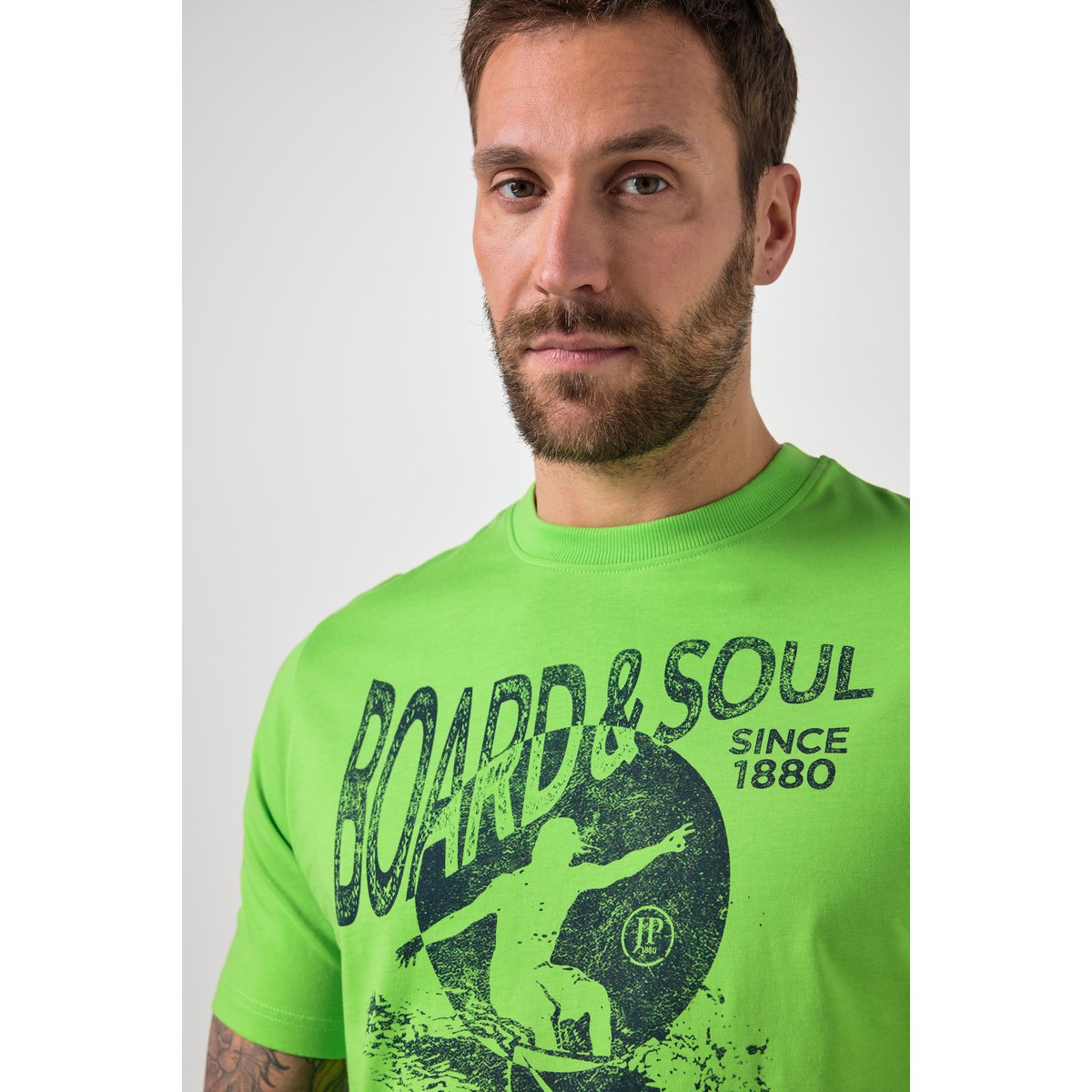 T-shirt à motif imprimé et manches courtes vert gazon, JP1880