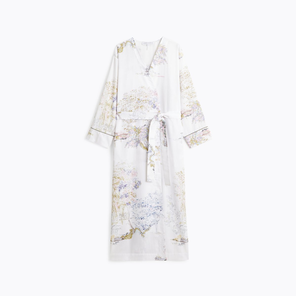 Kimono long col kimono en satin LANDE blanc, LAURENCE TAVERNIER