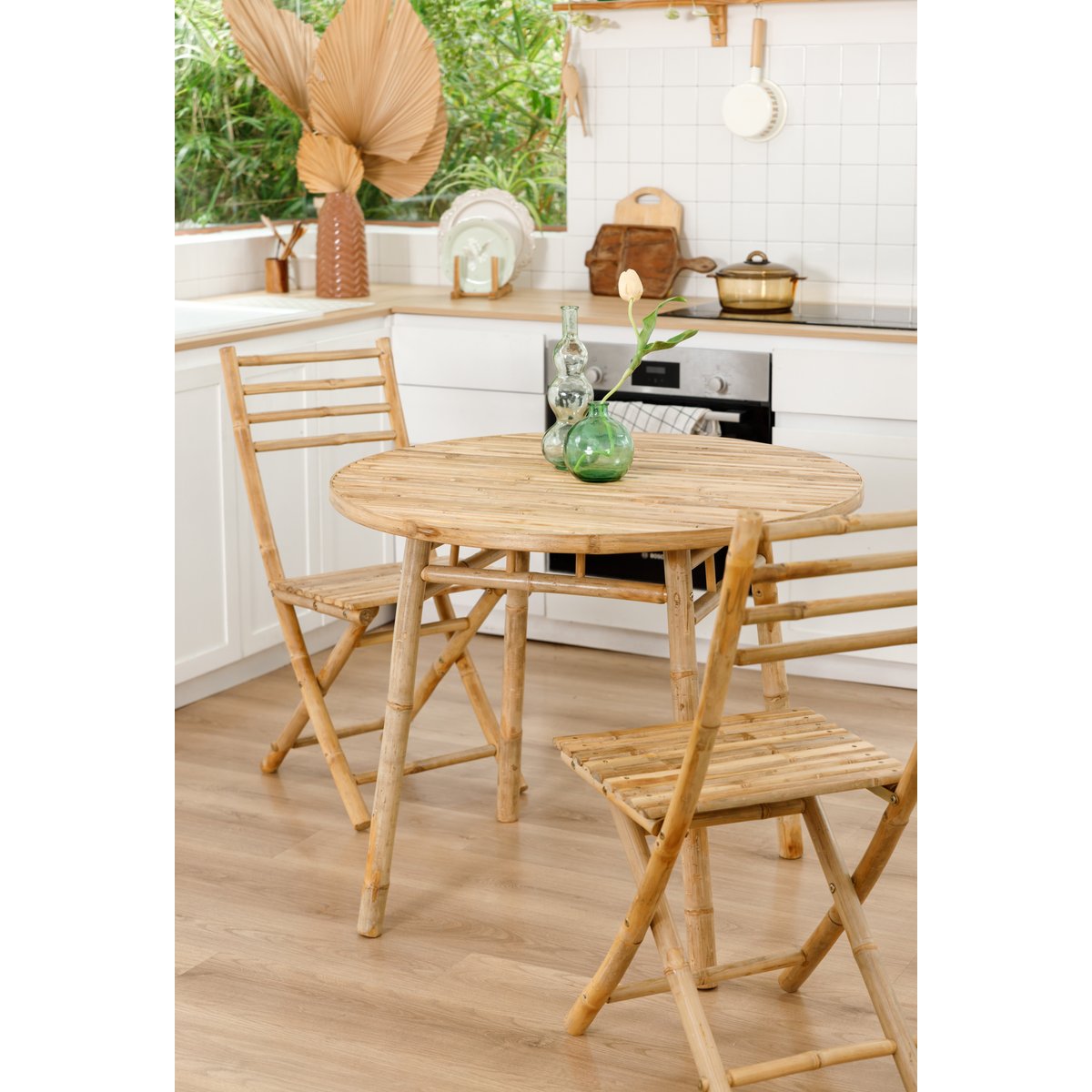 Lot de 2 chaises de jardin en bambou, PALEMPANG bois naturel, NORDLYS