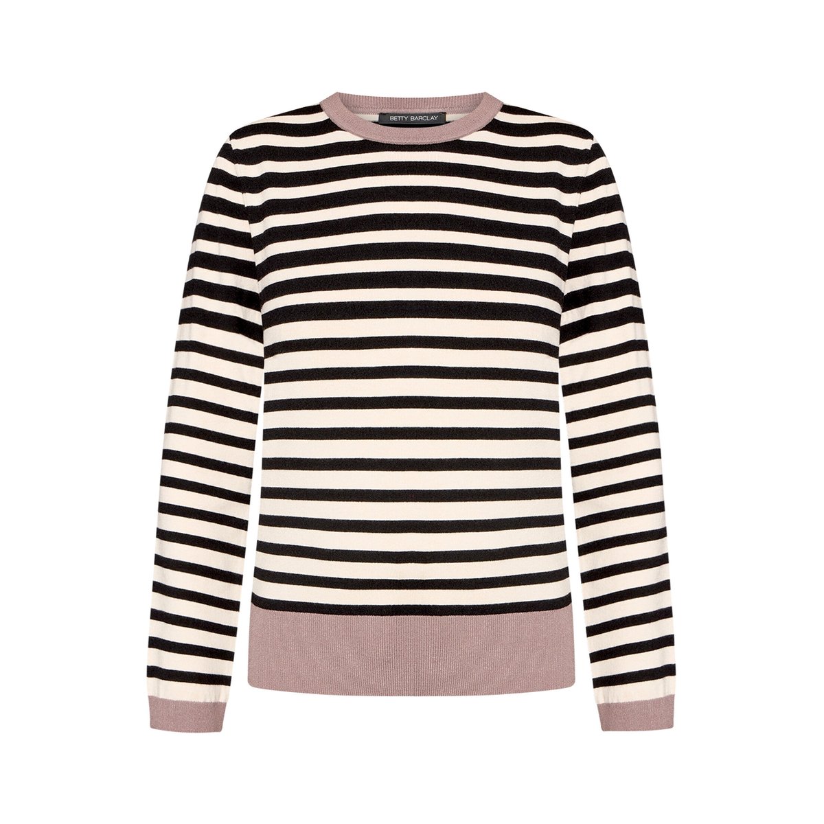 Pull-over en fine maille à encolure ronde patch black/taupe, BETTY BARCLAY