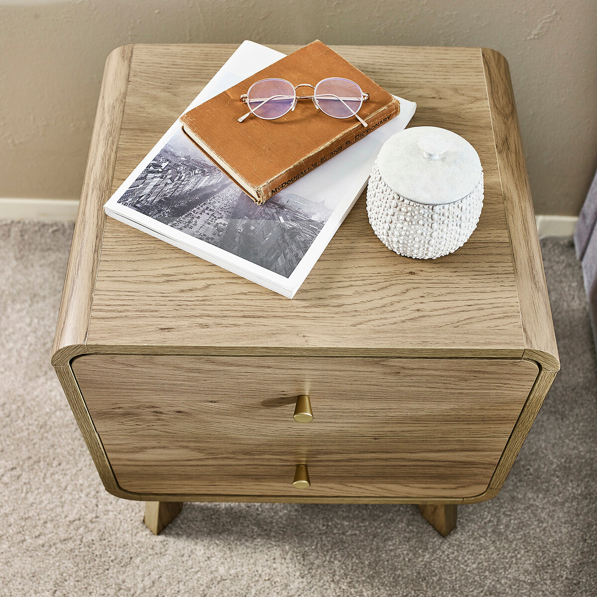 Seluna Retro 2 Drawer Oak Bedside natural oak, SO'HOME