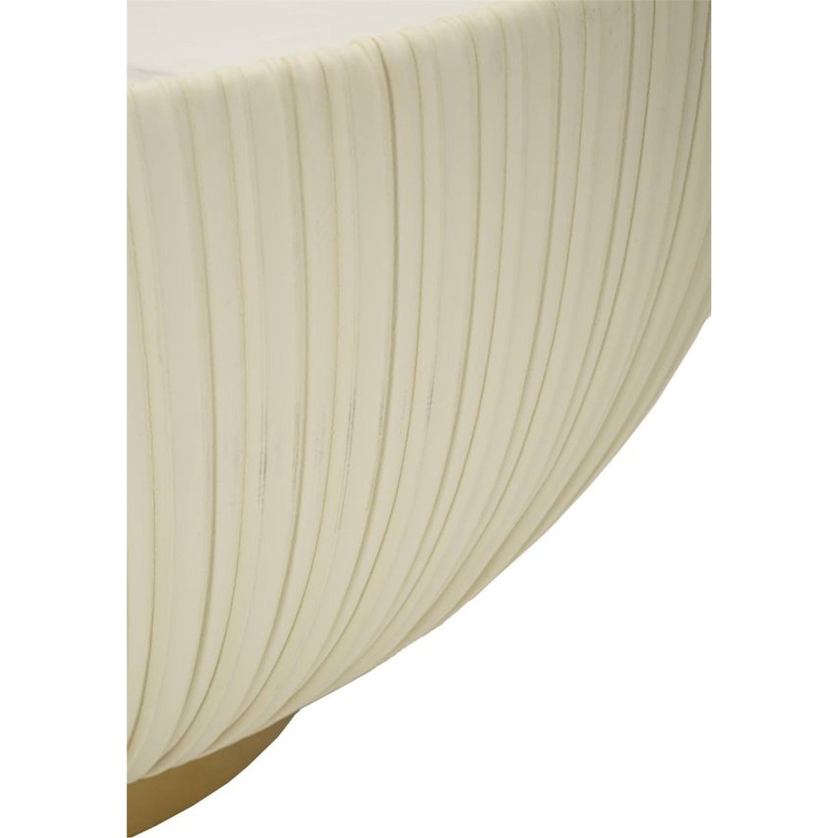 Table basse ronde effet marbre base cannelée GLAM crème, doré et blanc, RECOLLECTION