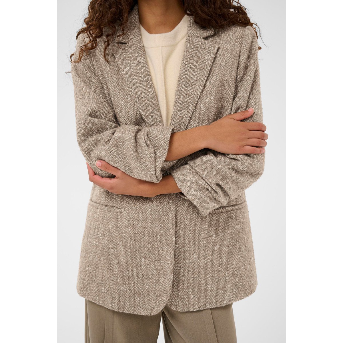 Veste d'extérieur beige fossil and white twill, SOAKED IN LUXURY
