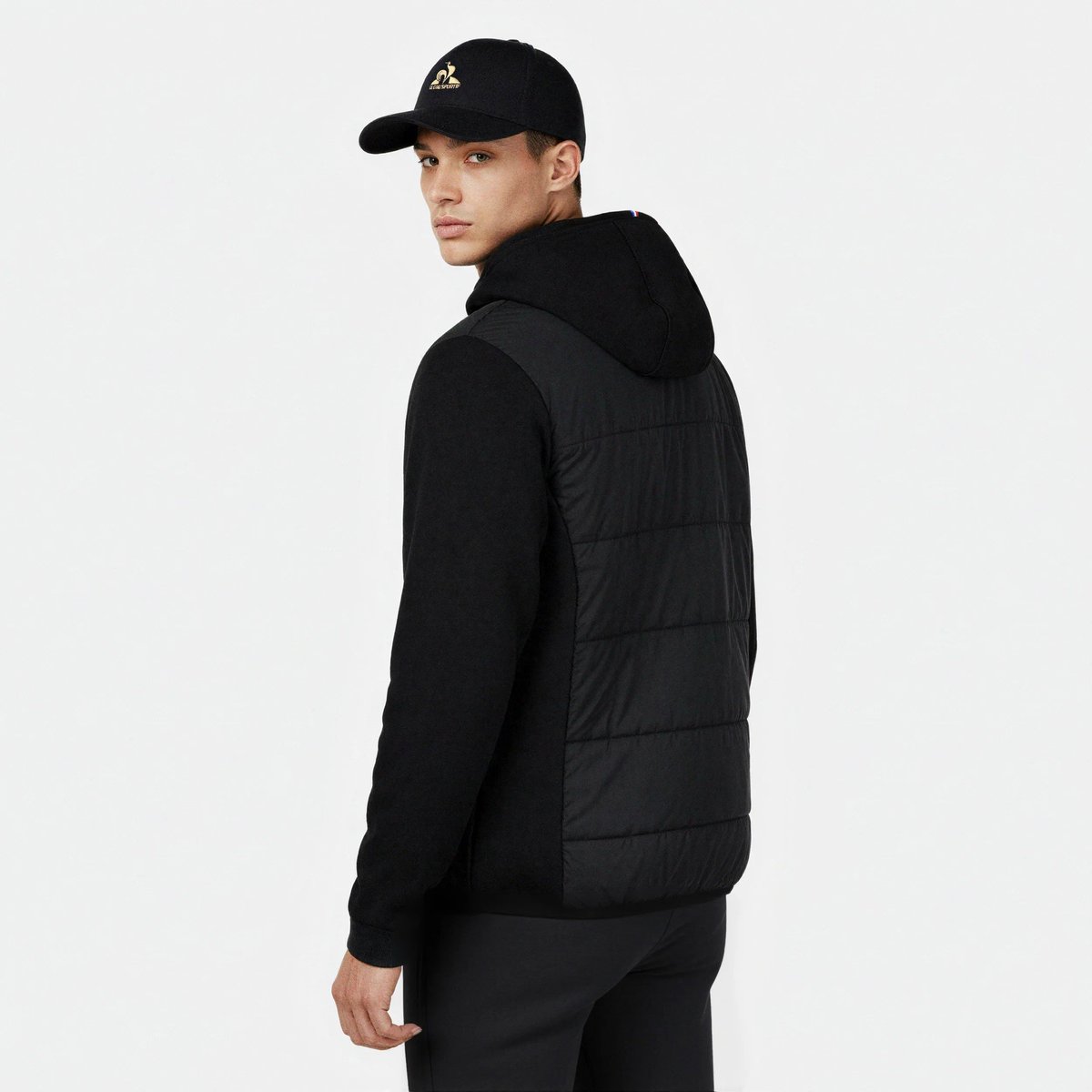 Veste zippée matelassée Essentiel bi-matière Essentiels ton/ton black, LE COQ SPORTIF