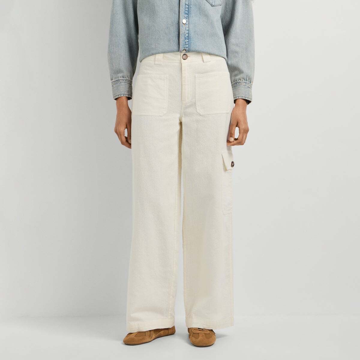 Pantalon Cargo Coupe Large blanche mousse, PEPE JEANS
