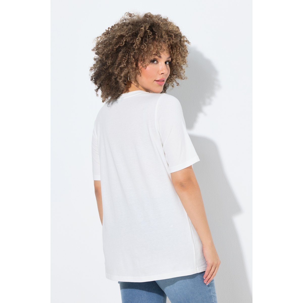 T-shirt en modal mélangé blanc cassé, ULLA POPKEN