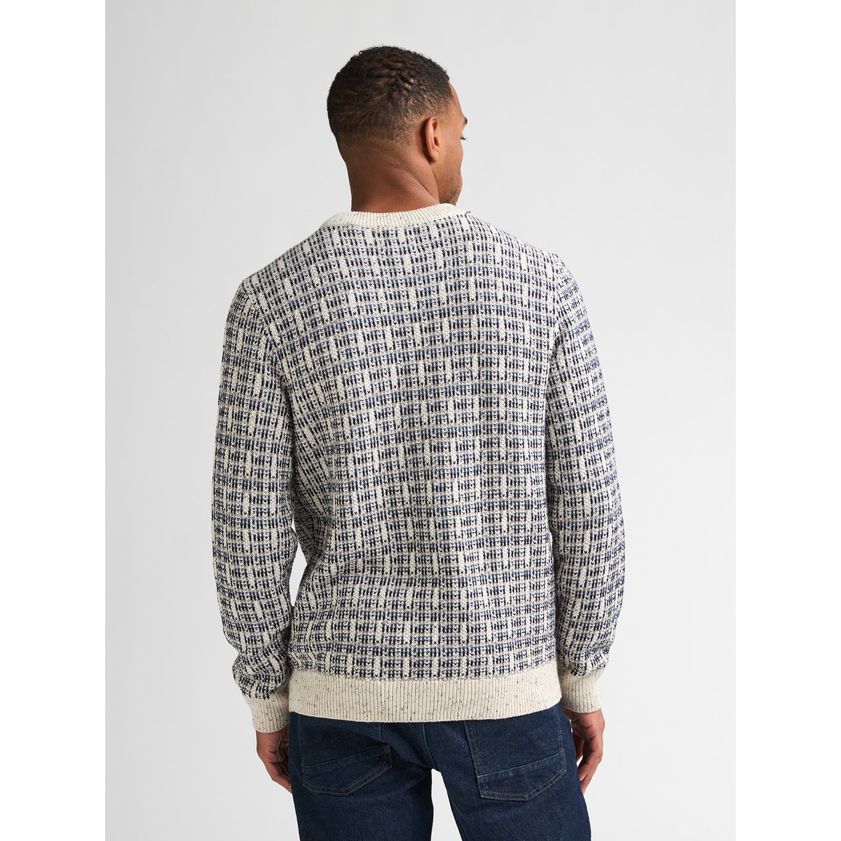Pull col rond à motif géométrique irongate blanc antique white melee, PETROL INDUSTRIES