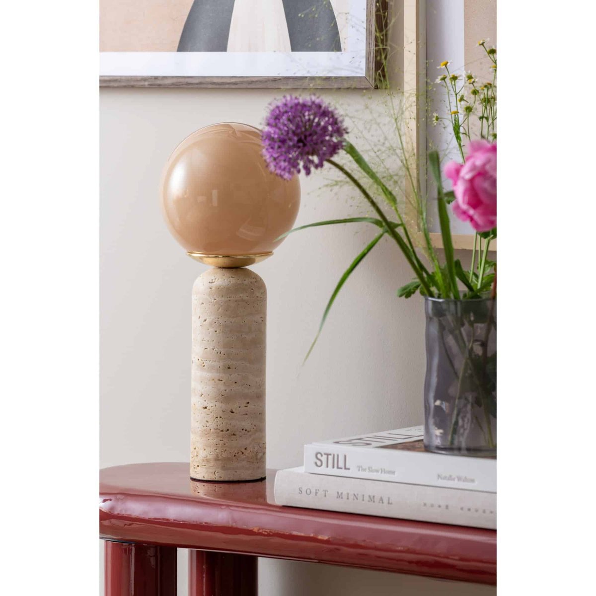 Lampe De Table Marbre LAZIO SPHERE crème, LEITMOTIV