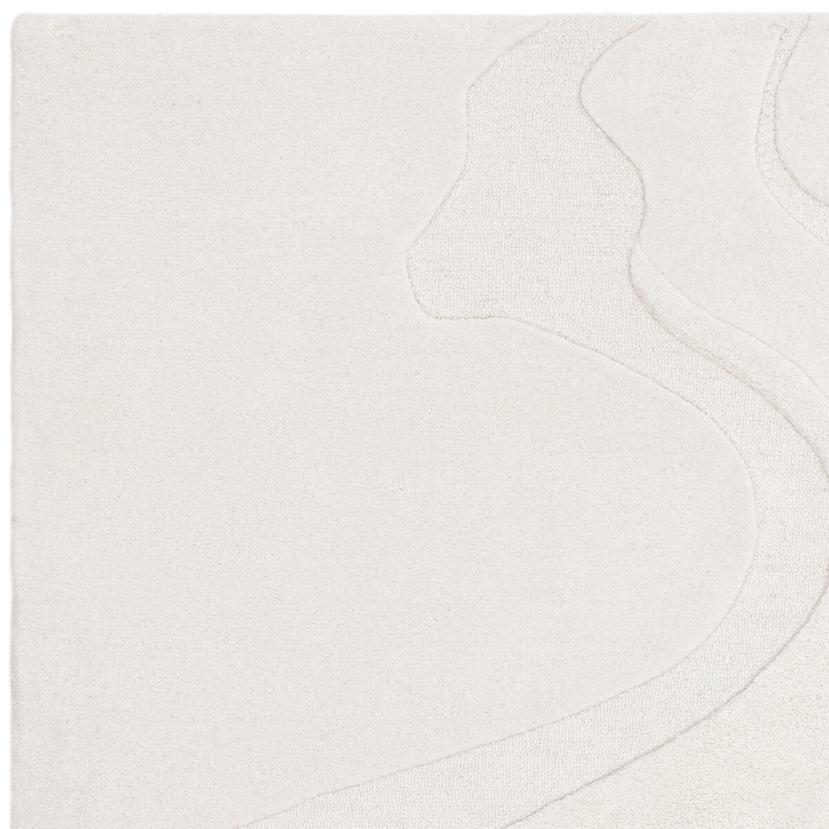Premium Swirl Shapes Carved Rug in 100% Wool cream, ÉDITÉ