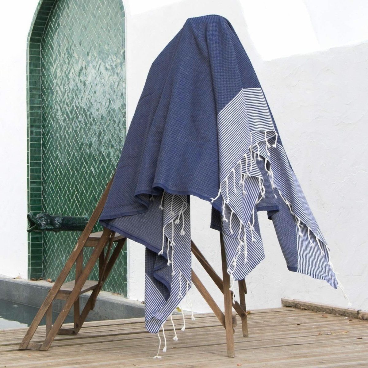 Lot de 2 foutas coton ERICEIRA bleu jean, FEBRONIE