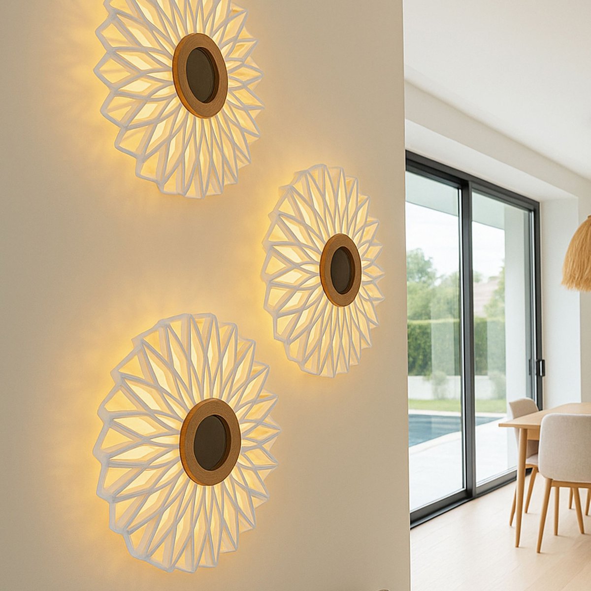 Applique en tissu cassé avec miroir beige, NOW'S HOME