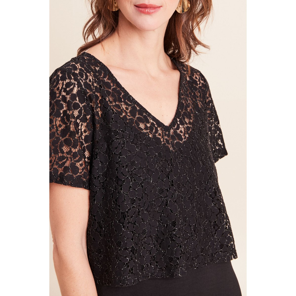 Robe longue évasée 2 en 1 col rond noir, BREAL