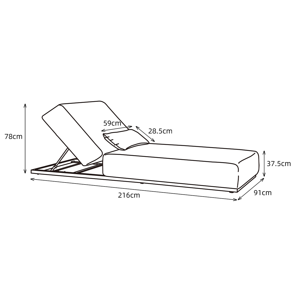 Transat inclinable 216cm en aluminium Kaki clair CAVALLO kaki clair, WILSA GARDEN
