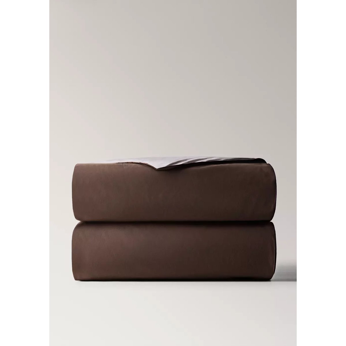 Housse de couette en coton percale réversible pour lit 200 cm marron, MANGO HOME