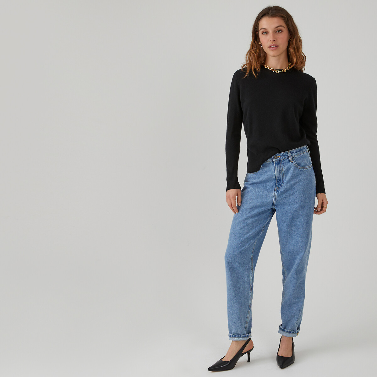Cashmere Crew Neck Jumper black, LA REDOUTE COLLECTIONS