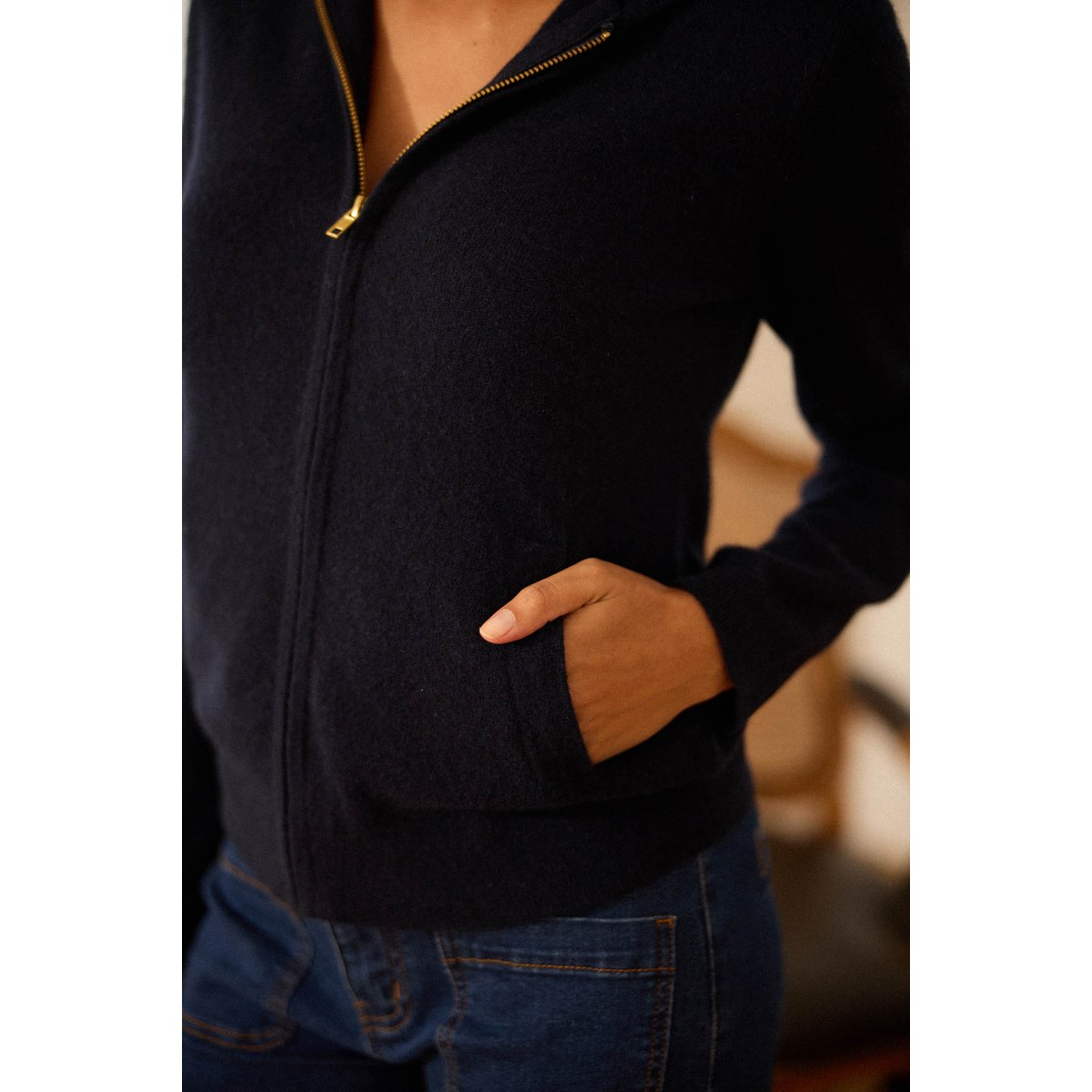 Gilet capuche uni MARIANE 25-marine, LA PETITE ETOILE