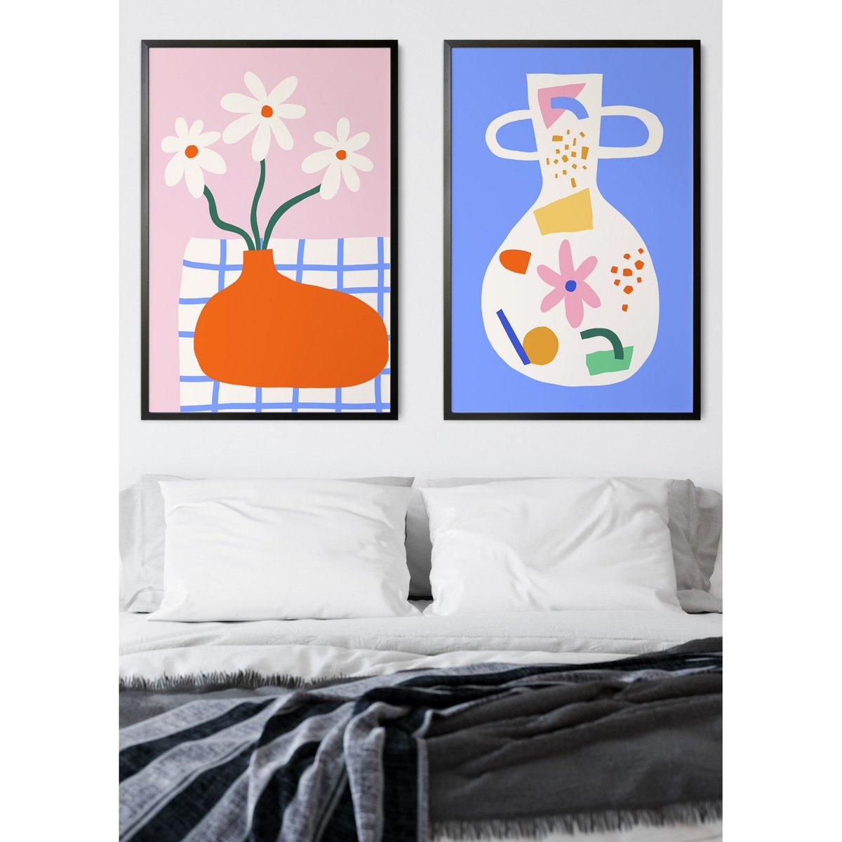 Affiche Fleurs Abstraites blanc, L'AFFICHERIE