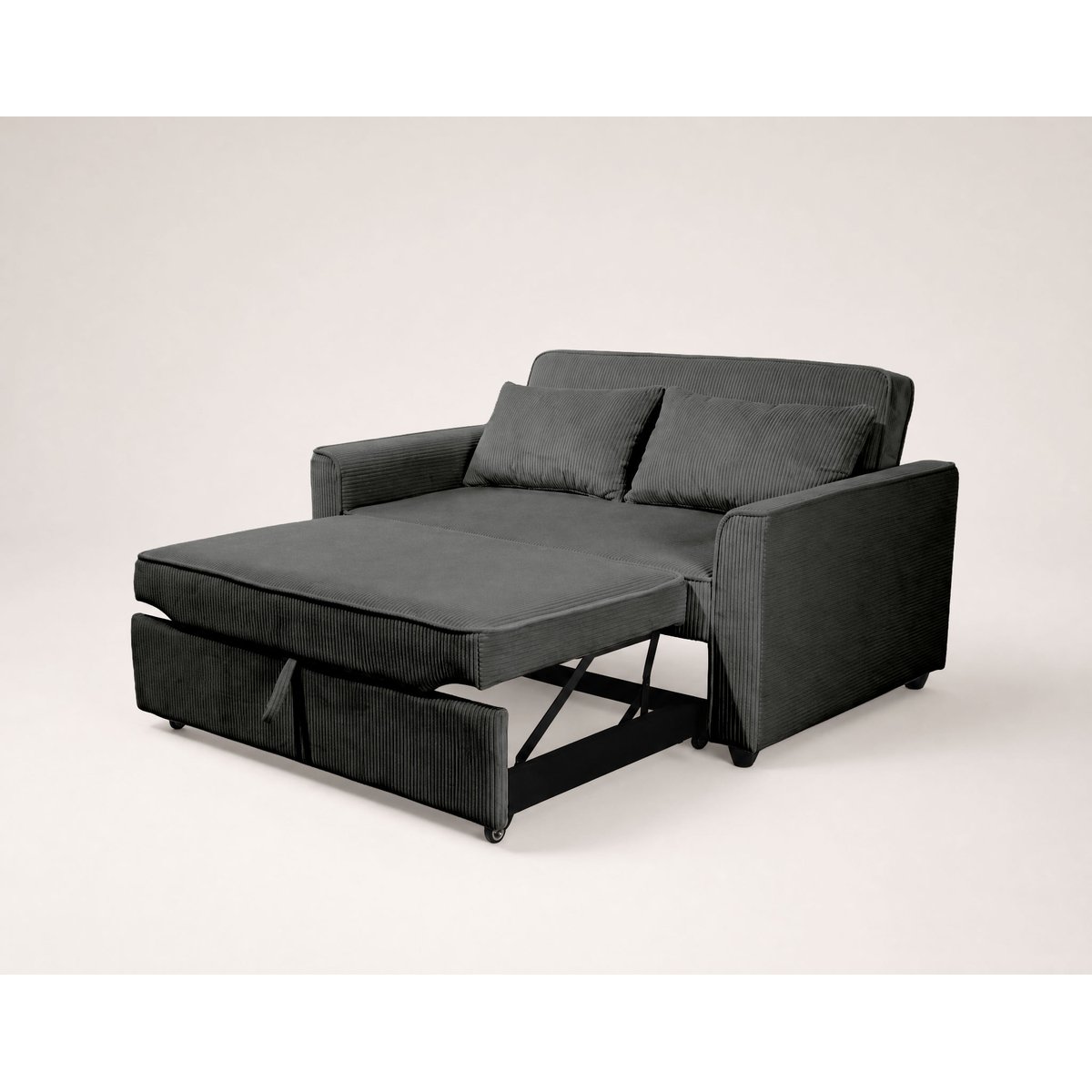 Canapé convertible 2 places velours côtelé, ERNEST gris, BEST MOBILIER