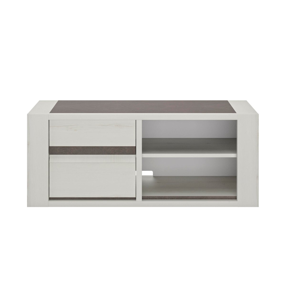 Meuble tv 1 porte 140cm avec 2 tablettes beige, GAMI