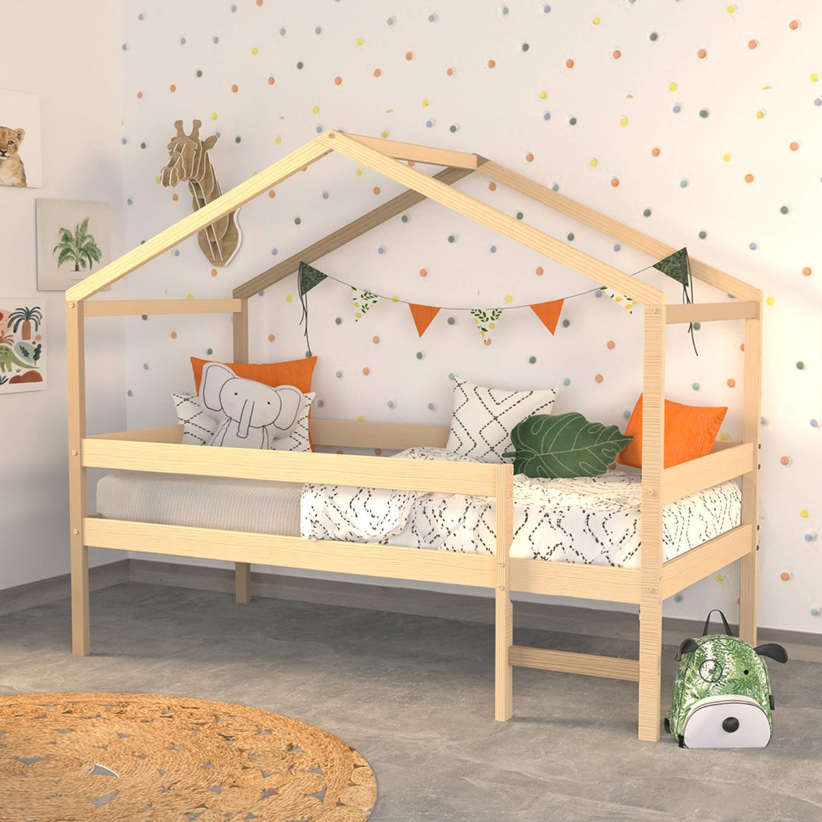 Lit cabane bois naturel, TERRE DE NUIT