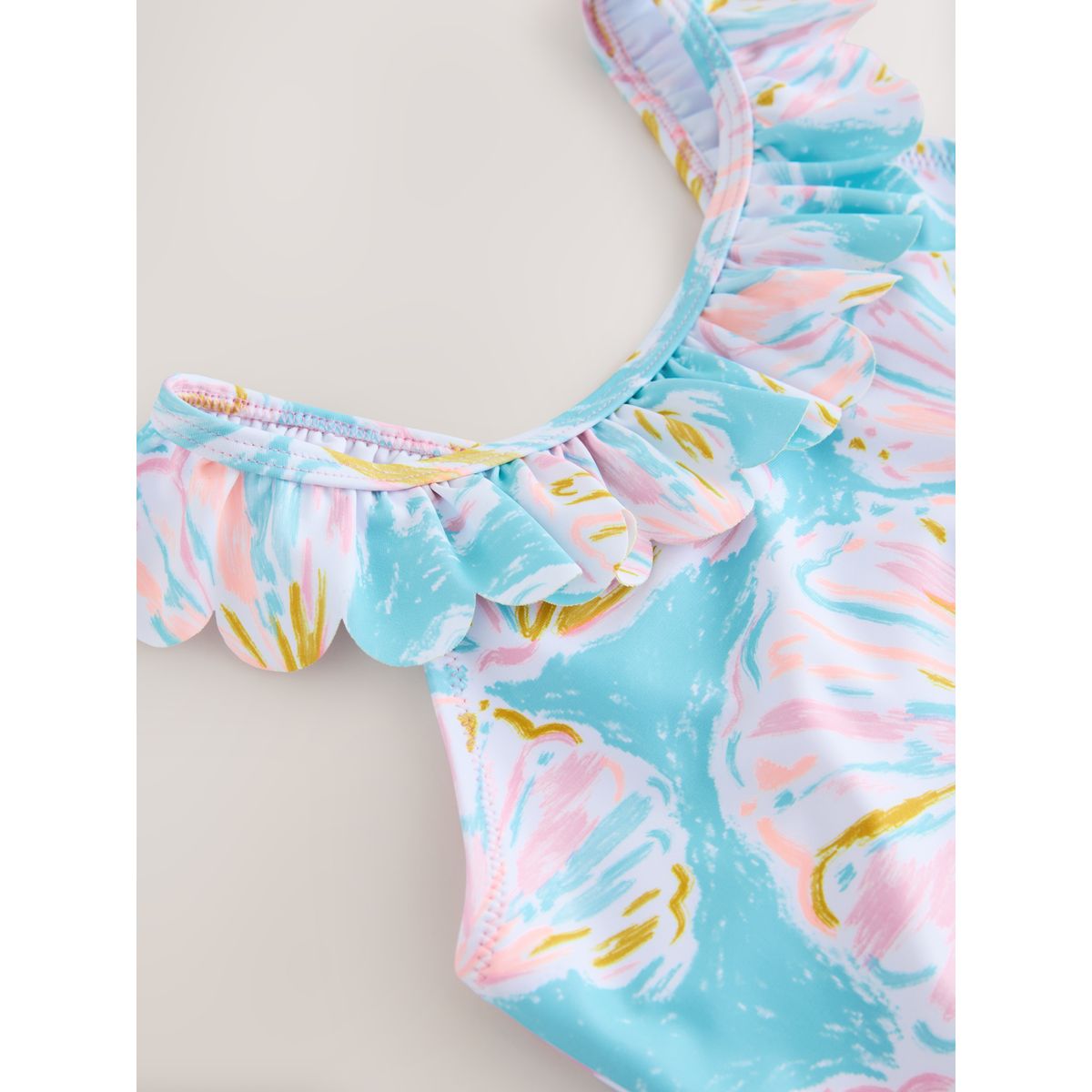 Maillot de bain à volants coquille bleue, NEXT