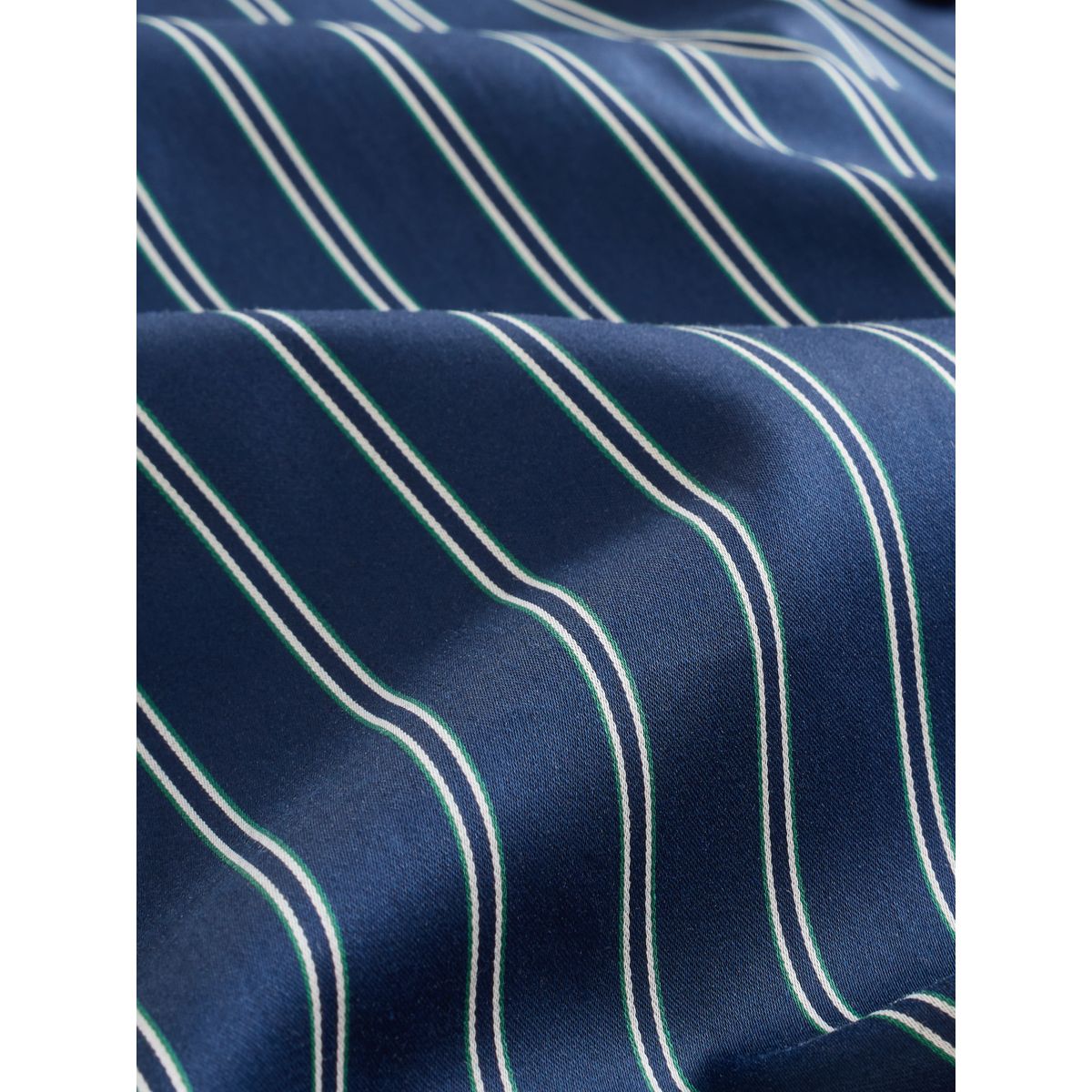 Chemise manches longues en coton satiné rayures bleu marine/blanc, NEXT