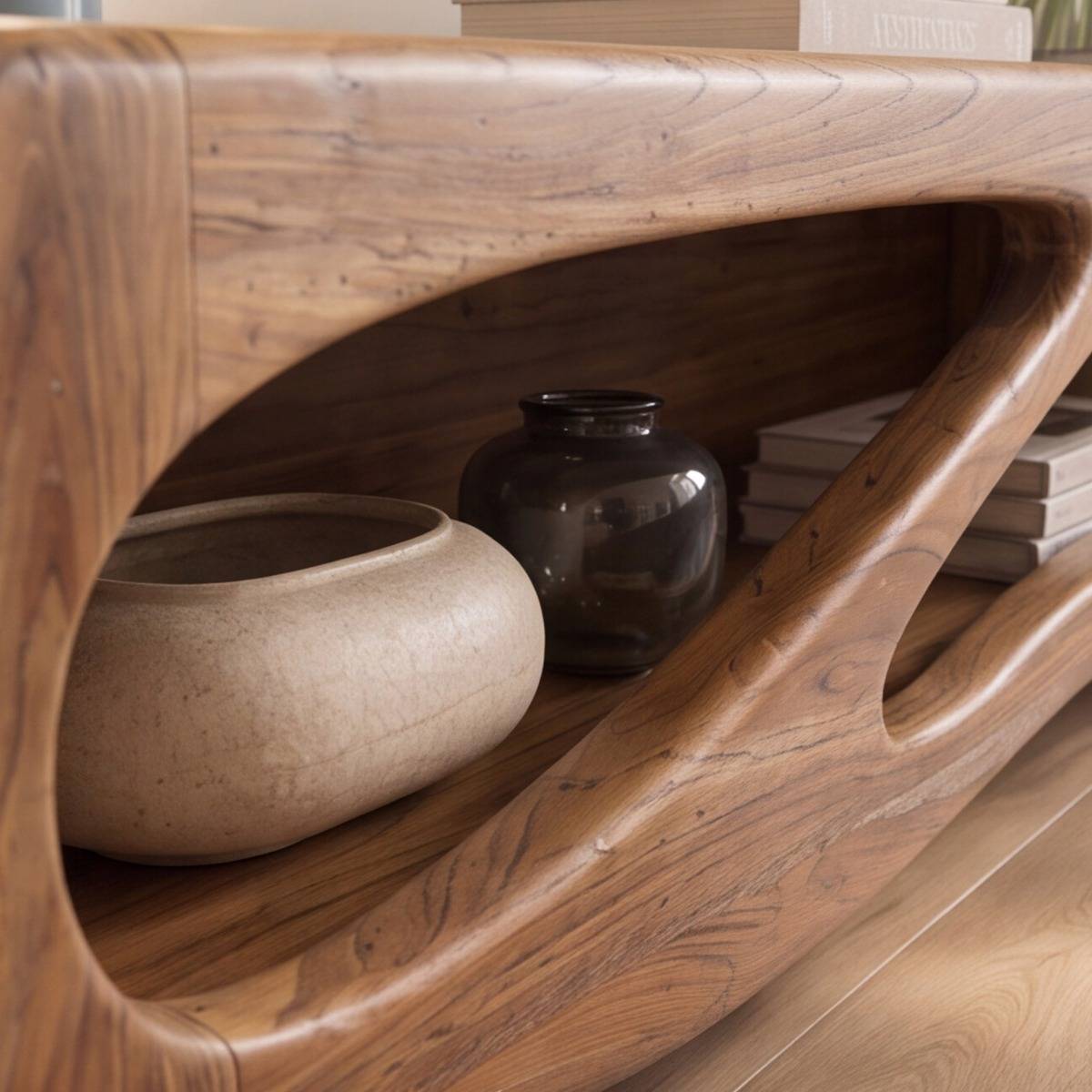 Meuble TV en bois d'acacia TRINITE bois clair, MADE IN MEUBLES