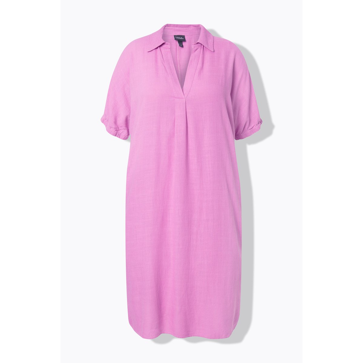 Robe oversize en lin mélangé. Col chemise rose frais, ULLA POPKEN