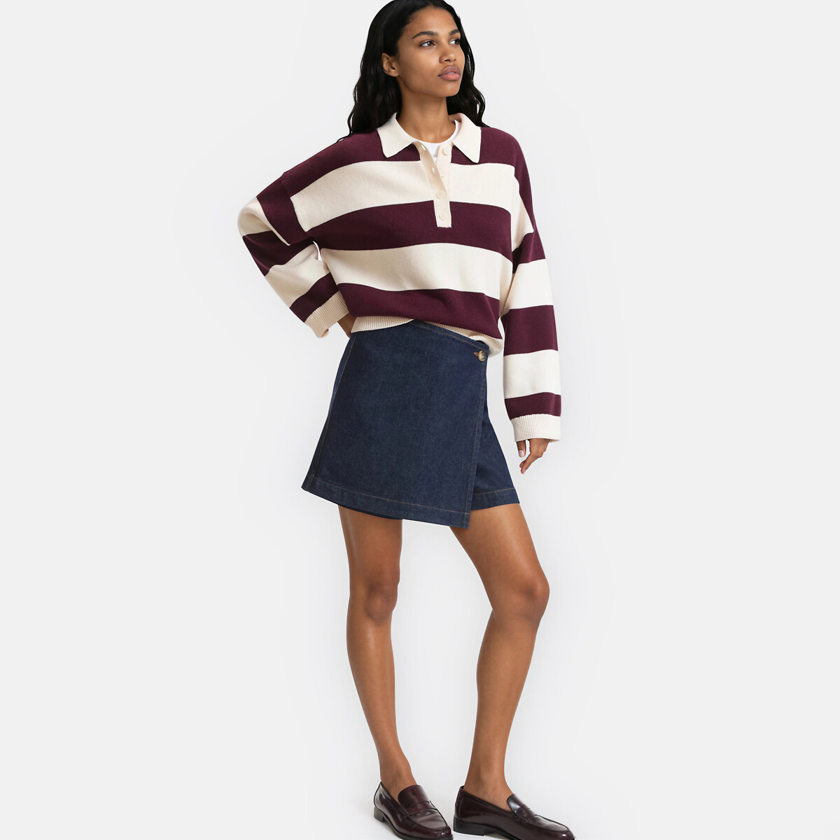 Jupe-short en denim bleu brut, LA REDOUTE COLLECTIONS