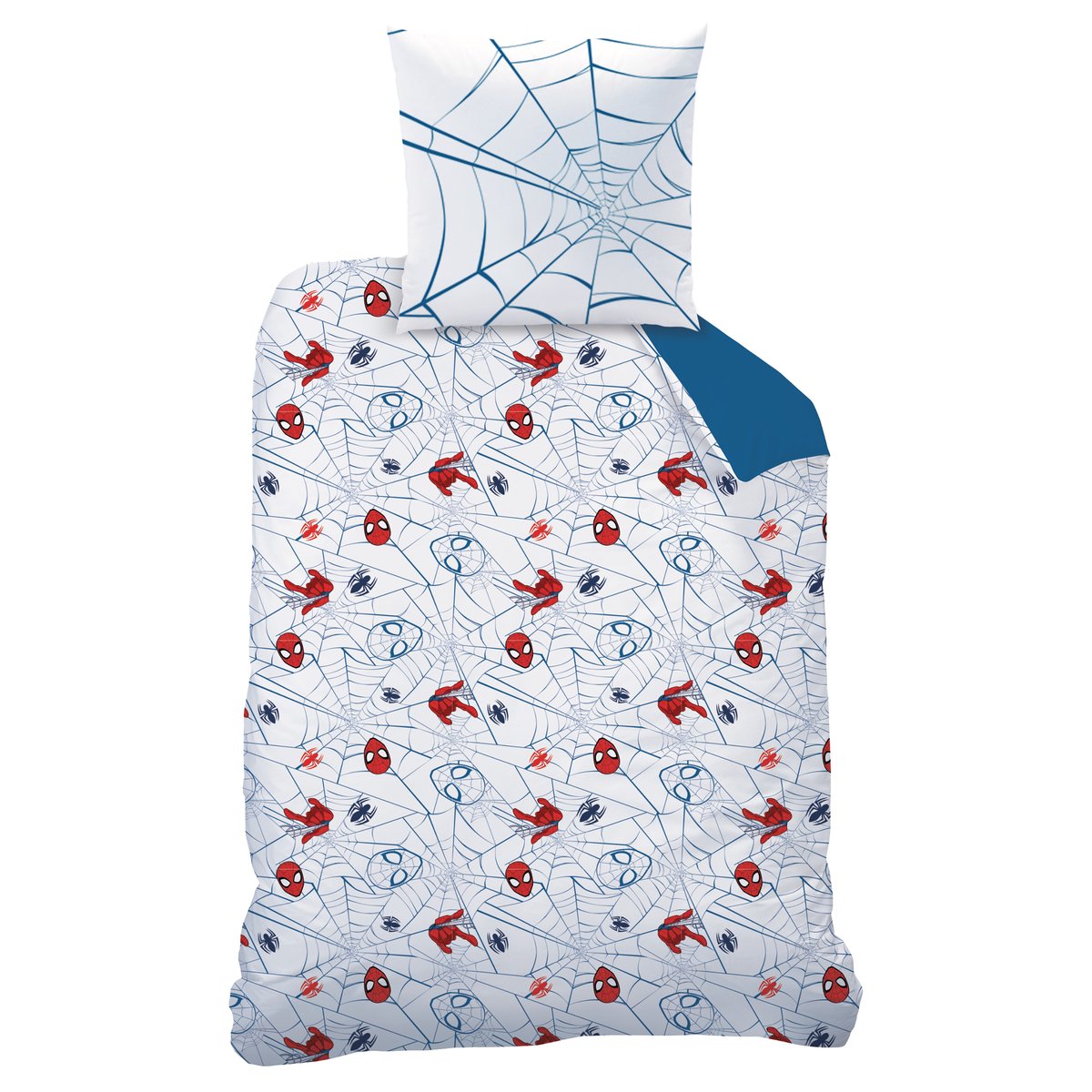 Parure de lit imprimée 100% coton, JUMPING bleu, SPIDER-MAN