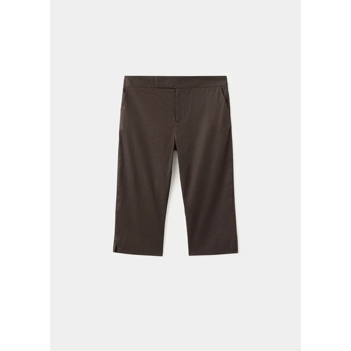 Pantalon capri en lin chocolat, MANGO