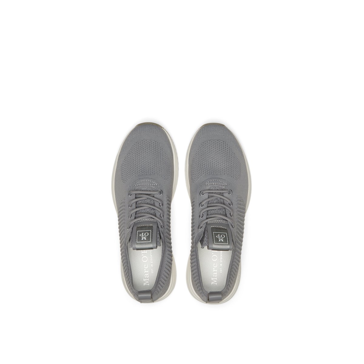 Baskets en tricot en polyester recyclé gris, MARC O'POLO