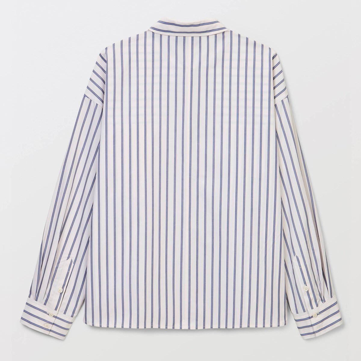 Chemise manches longues rayée en coton BIO GOTS blanc, MONOPRIX