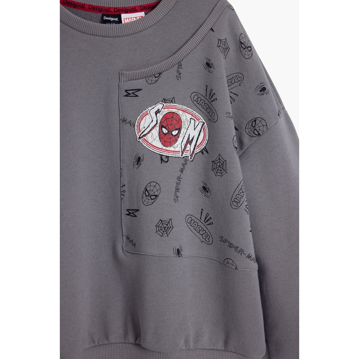 Sweat-shirt patch Spiderman gris, DESIGUAL