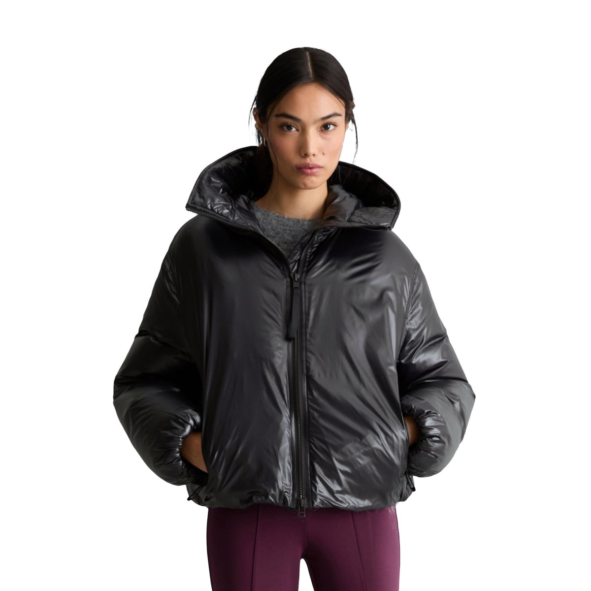 Doudoune oversize en tissu brillant matelassé avec une surface hydrofuge noir, MARC O’POLO DENIM