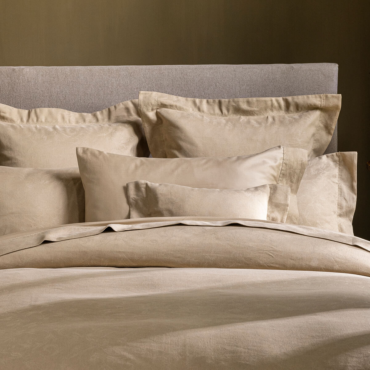 Taie d'oreiller en Coton/Lin, ARABESQUE sepia, LE JACQUARD FRANCAIS