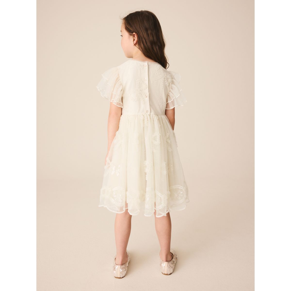 Robe mesh à nœuds grandes occasions ivoire, NEXT