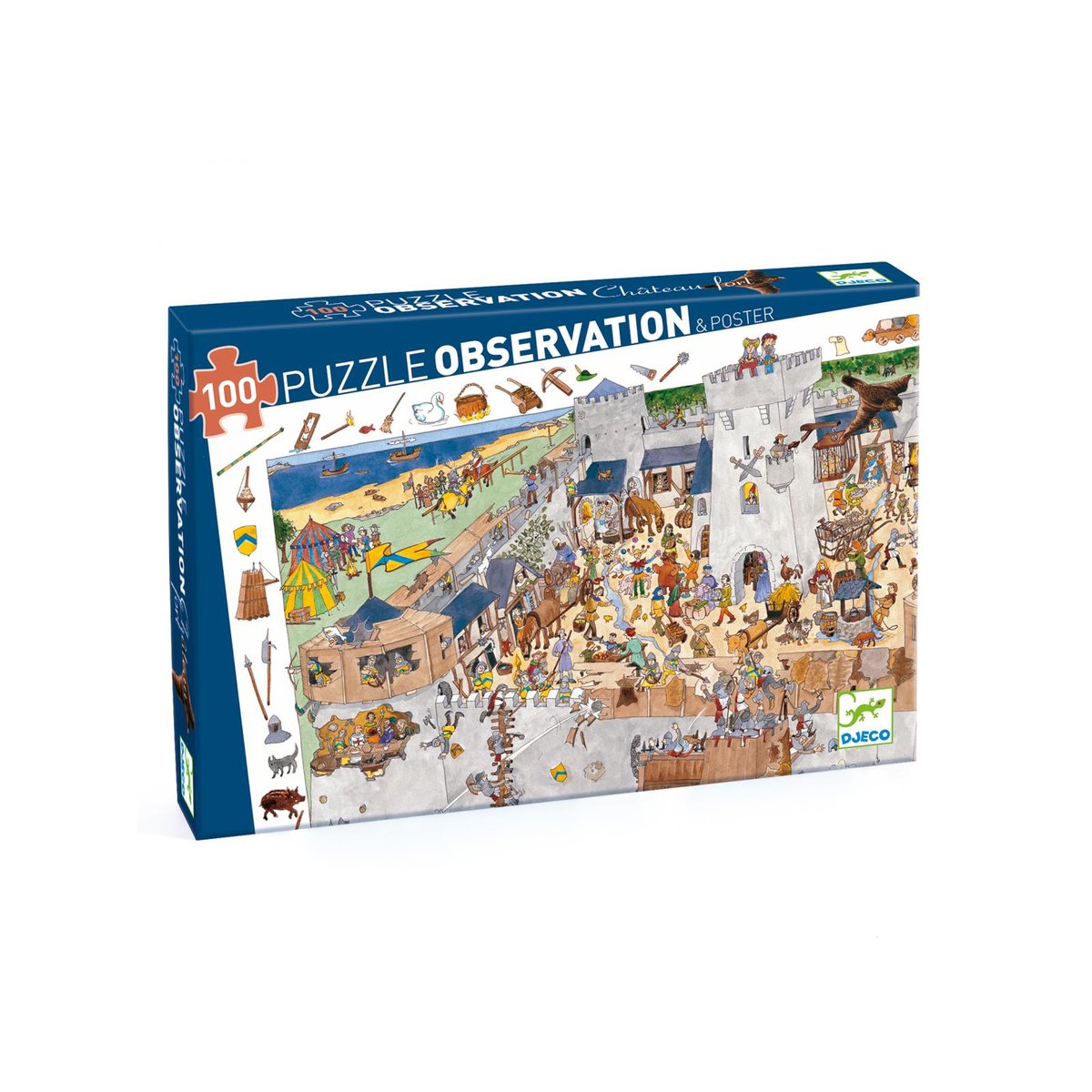 Puzzles observation - Le château fort - 100 pcs multicolore, DJECO
