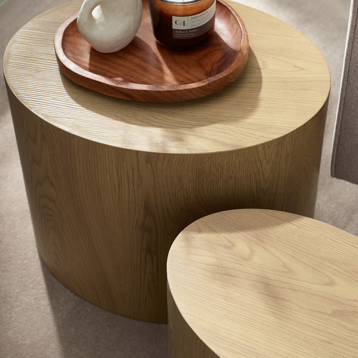 Set of 2 Taryn Oval Nesting Side Tables light oak, SO'HOME